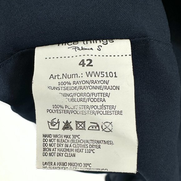 Nice Things Paloma S Navy Blue Short Sleeve Printed Ruffle Collar Midi Dress - Picture 7 of 8